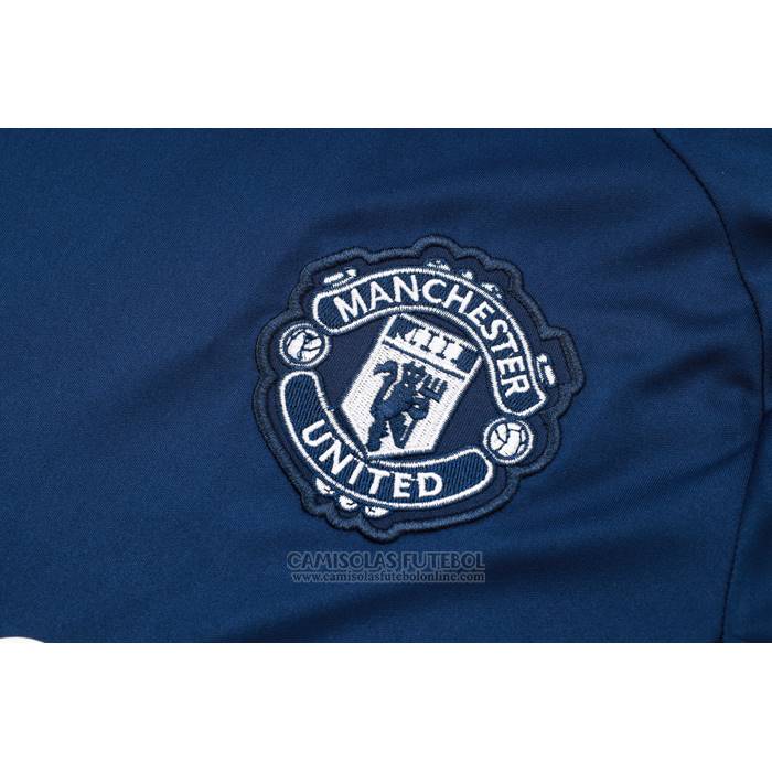Fato de Treino Manchester United Manga Curta 2024-2025 Azul - Calcas Curta
